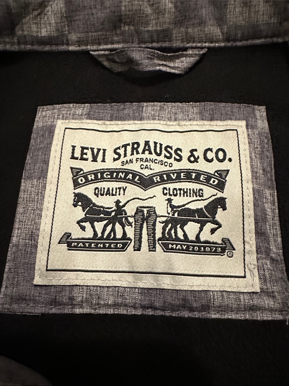 LEVI’S Men’s Gray Checkered Retro Casual Trucker Jacket Fleece Lined EUC Sz Med - Picture 10 of 17